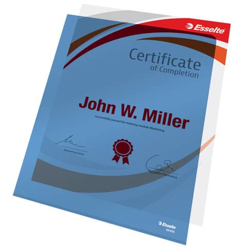 Cartellina a L in PVC Esselte Crystal A4 blu - conf. 25 pz - 554350